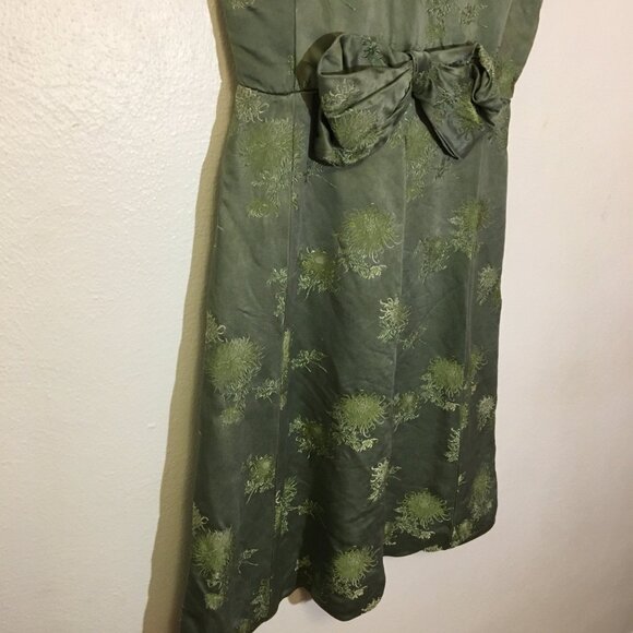 Vintage 50s 60s Green Party Dress with Bow Wiggle Cocktail Holiday Christmas (IB - Picture 8 of 16